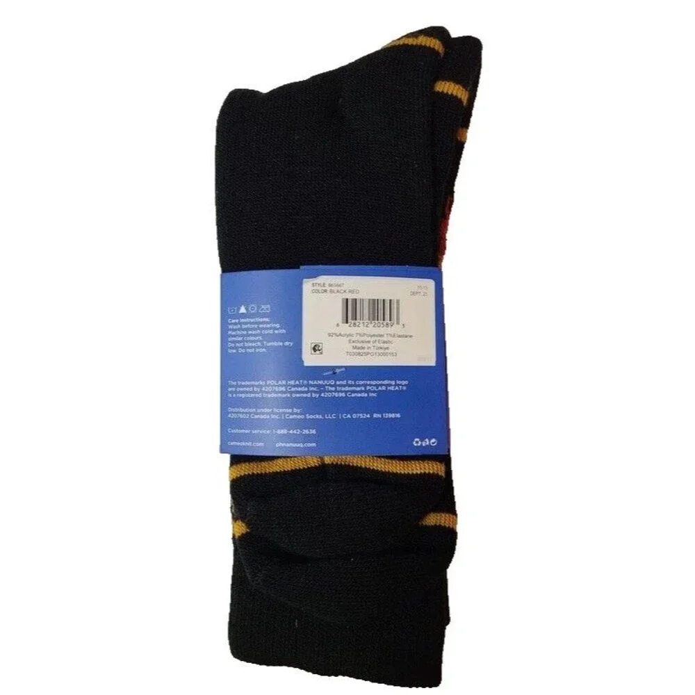 Polar Heat Nanuuq Men's High Performance Crew Socks 3-Pack Acrylic Blend NWT